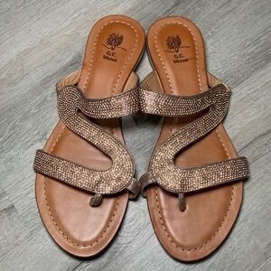 🛍️4/$20🛍️ G.C. Shoes Rhinestone Embellished Rose Gold Sandals